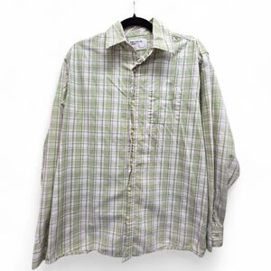 Wrangler Jeans Co Green Plaid Button Up Shirt Men's Medium Western Casual Cotton